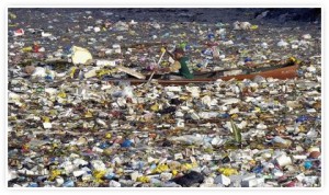 A garbage patch in the ocean